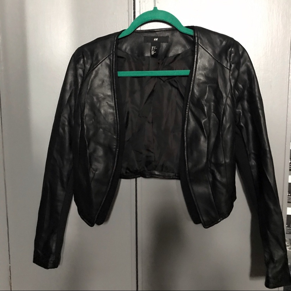 H&M Crop Leather Blazer